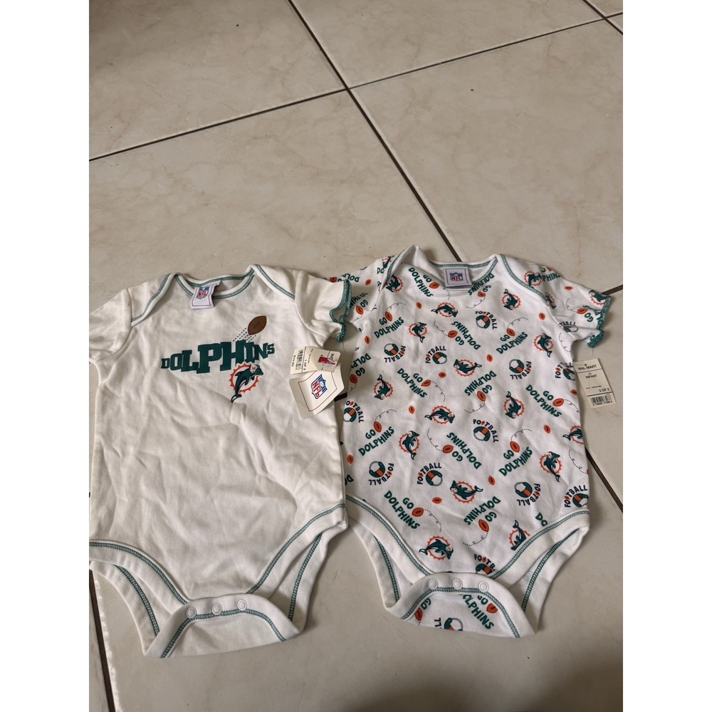 Vintage NFL Miami Dolphins Lot Of 2 Baby Bodysuits One Pieces NWT 18M Unisex